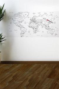 Yazılabilir Dünya Haritası Manyetik Duvar Stickerı 110 x 56 cm-Sihirli Kağıt
