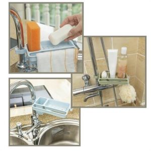 Musluğa Takılan Sünger Havlu Askılı Sabun Hazneli mutfak Banyo Lavabo Düzenleyici Organizer-1 Adet Stokta Olan Gönderilir