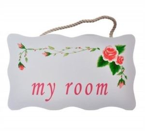 Decotown My Room Benim Odam Dekoratif Çiçek Desenli Kapı Askısı
