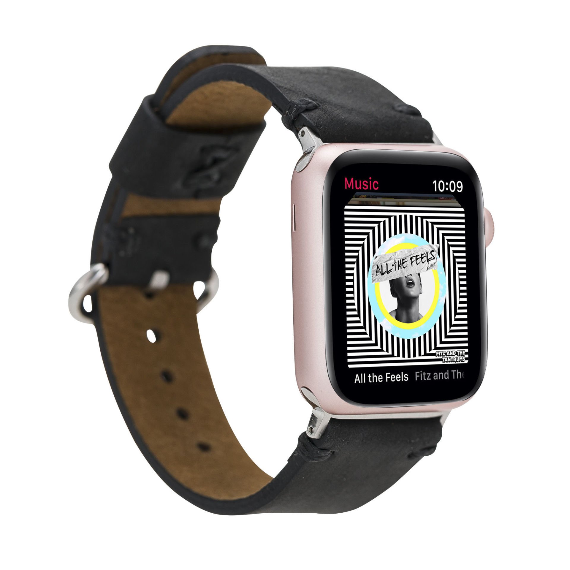 Apple Watch Uyumlu Deri Kordon Orfe 42-44-45mm G1 Siyah