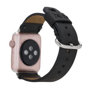 Apple Watch Uyumlu Deri Kordon Orfe 42-44-45mm G1 Siyah