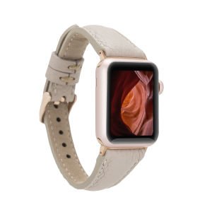 Bouletta Apple Watch Uyumlu Deri Kordon 38-40-41mm Slim ERC3 Bej