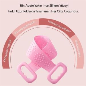 Çift Taraflı Banyo Hamam Lifi Silikon Masajlı Yumuşak Duş Lifi Uzun Ömürlü Hazır Banyo Kesesi-Stokta Olan Renk Gönderilir