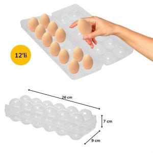 12'li Şeffaf Kapaklı Kilitli Yumurta Saklama Kabı Kutusu Aparatı
