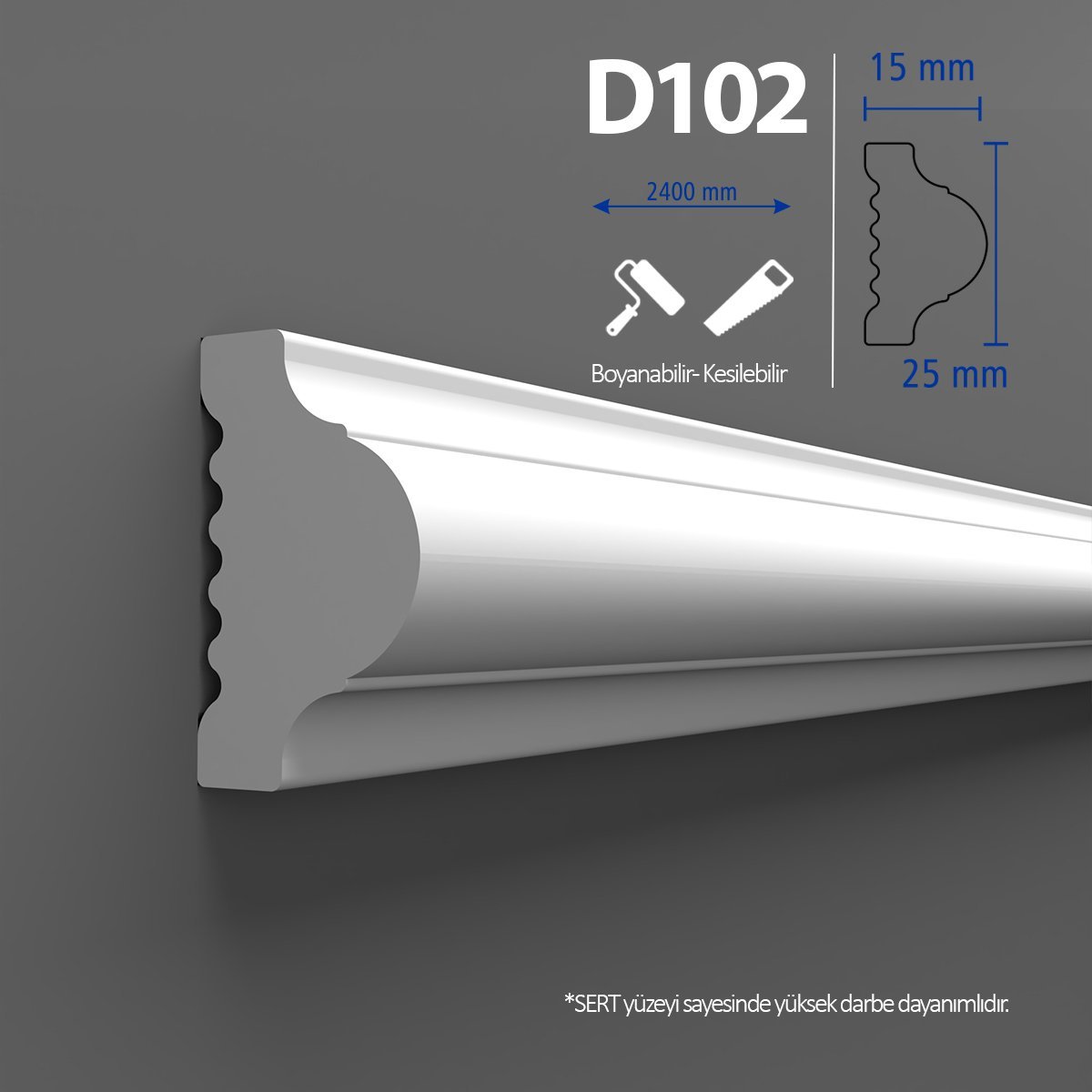 Walldeco Boyanabilir Sert Dekoratif Duvar Çıtası D-102