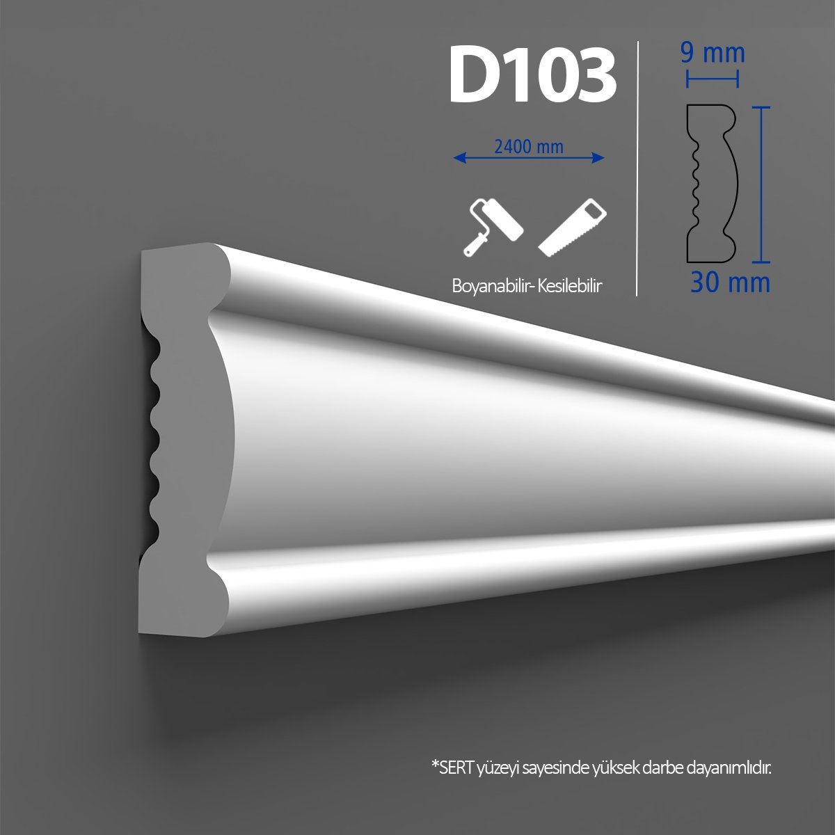 Walldeco Boyanabilir Sert Dekoratif Duvar Çıtası D-103