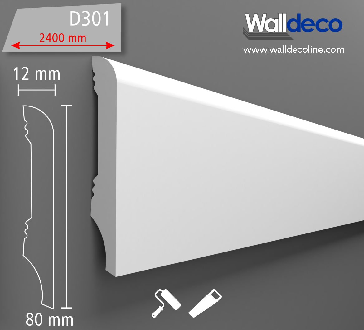 Walldeco Boyanabilir Sert Dekoratif Süpürgelik D-301 - (5 Boy- 12 metre)