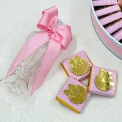 AYICIK- Aynalı Metal Kutuda İsme Özel 50 Adet Madlen Bebek Çikolatası