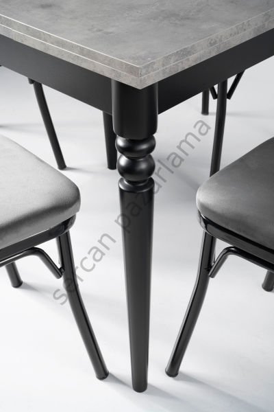 1228-2352 - Pınar Masa Sandalye Takımı - Gri/Siyah