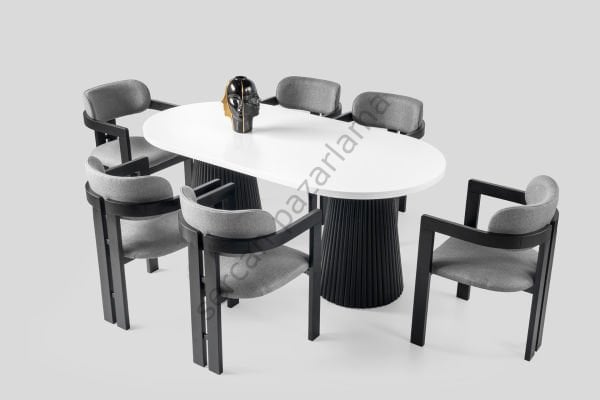 7138-2026 - Pelit Masa Sandalye Takımı - Beyaz/Siyah