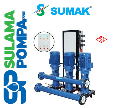 SUMAK SHT24/C 1000/8 3x10.HP 380V ÜÇ POMPALI DÜŞEY MİLLİ KADEMELİ HİDROFOR