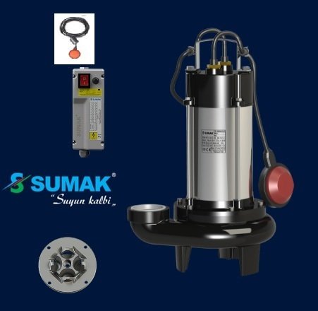 SUMAK SBRT 19/2-P 1.8HP 380V TRİFAZE PARÇALAYICI BIÇAKLI FOSEPTİK DALGIÇ POMPA