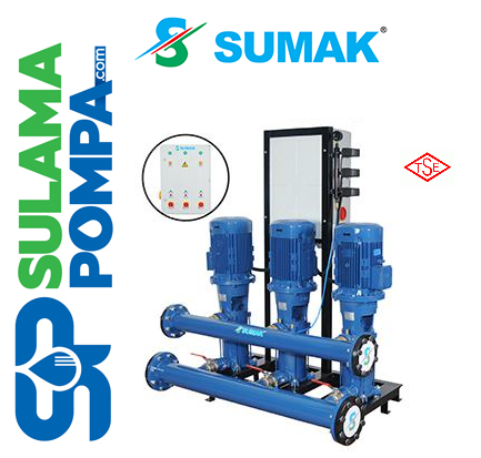 SUMAK SHT50/2C 3x20 HP 380V ÜÇ POMPALI DÜŞEY MİLLİ KADEMELİ HİDROFOR