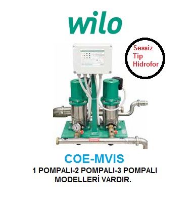 Wilo COE2-MVIS407  2x2.2kW 380V Çift Pompalı Paslanmaz Çelik Gövdeli Çok Kademeli Dikey Sessiz Paket Hidrofor