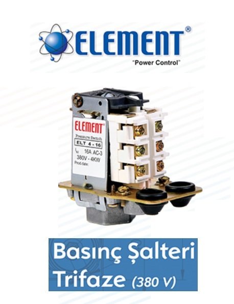 Element  ELT-4R     4-16 Bar Tahliyesiz Rekorlu  Trifaze Basınç Şalteri