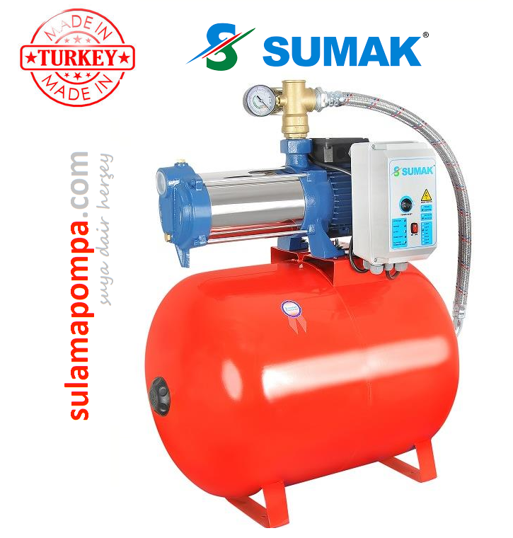 SUMAK SYMH6-100/6    1 HP 220V  YATAY KADEMELİ PAKET HİDROFOR