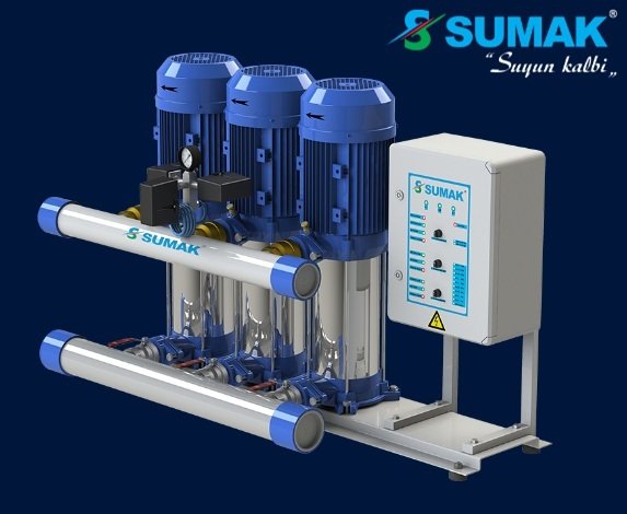 Sumak SHM12C  300/6   3X2.2 kW  220V  Üç Pompalı Düşey Milli Kademeli Hidrofor