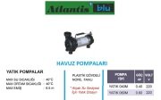 Atlantis YATIK 060M   0.60Hp 220V  Plastik Gövdeli Yatık  Havuz Pompası (Tuzlu Su)