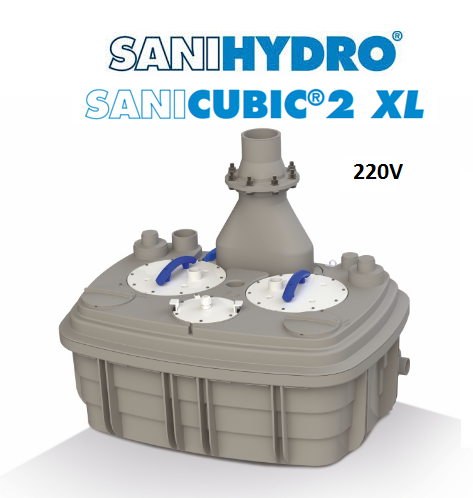 SANİHYDRO SANİCUBİC 2 VX S Vortex Çarklı Monofaze Birden fazla klozet (max 10 adet),banyo, mutfak ve çamaşırhanenin atık suları-ÇİFT POMPA VORTEX