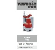 Venedik Pro QSB-JH-400B122   400W 220V  Plastik Gövdeli Temiz Su Drenaj Pompa (Gizli Flatörlü)