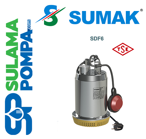 SUMAK SDF6 0.5 HP PASLANMAZ GÖVDELİ DRENAJ DALGIÇ POMPA