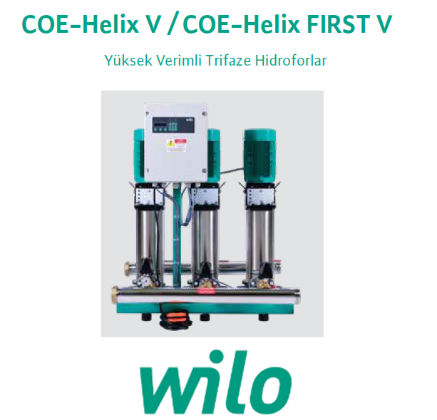 Wilo COE3-Helix V 1609-1/16/E/K/S/7.5 kW  380V  Üç Pompalı Paslanmaz Çok Kademeli Yüksek Verimli Dikey Hidrofor