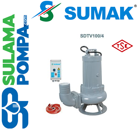 SUMAK SDTV 100/4 10, HP 380W VORTEX ÇARKLI FOSEPTİK DALGIÇ POMPA