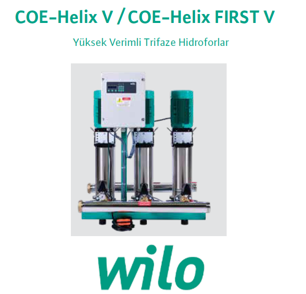 Wilo COE3-Helix FIRST V 1609-5/16/E/KS/7.5 kW  380V  Üç Pompalı Paslanmaz Çok Kademeli Yüksek Verimli Dikey Hidrofor