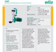 Wilo OWP 103  3kW 380V  Tek Pompalı İki Kademeli Monoblok Yatay Şalt Sayısı Kontrollü Şasesiz Sessiz Paket Hidrofor