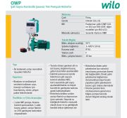 Wilo OWP 104  4kW 380V  Tek Pompalı İki Kademeli Monoblok Yatay Şalt Sayısı Kontrollü Şasesiz Sessiz Paket Hidrofor