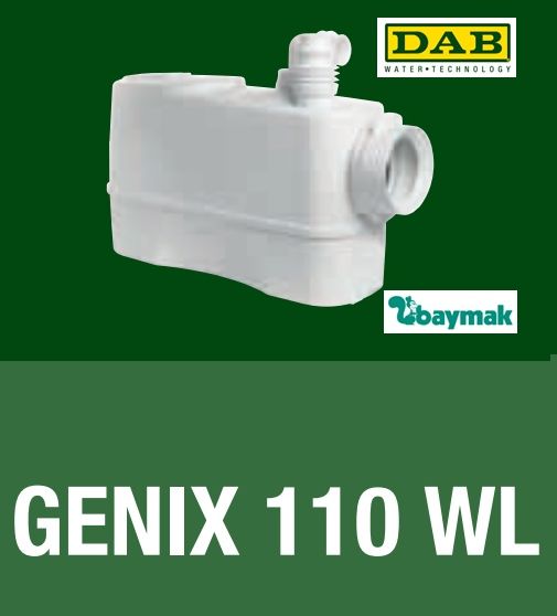 Dab GENİX WL 110 V220-240/50 0.32kW 220V 1+1 Bağlantılı WC Öğütücü Atık Su Foseptik Tahliye Cihazı