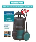 Momentum PKS-350P 350W 220V Plastik Gövdeli Temiz Su Drenaj Dalgıç Pompa