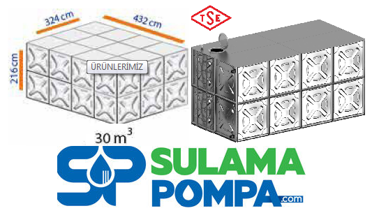 30, m3 PASLANMAZ ÇELİK SU DEPOSU