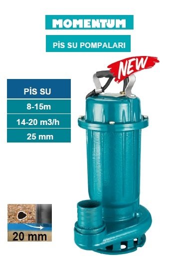 Momentum V550F  0.75Hp 220V  Döküm Gövdeli Pis Su Drenaj Dalgıç Pompa