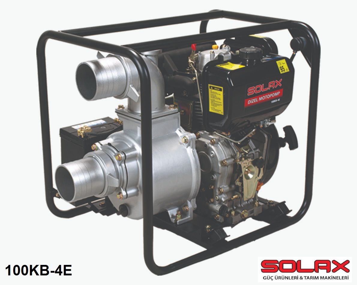 Solax 100KB-4E 4'' Dizel İpli Marşlı Motopomp (Su Motoru-Aküsüz)