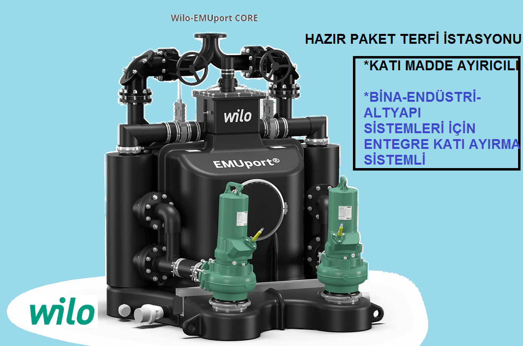 Wilo EMUport CORE 20.2-21/540   380V  Katı Madde Ayırıcılı Hazır Paket Tip Foseptik Atıksu Pis Su Terfi İstasyonu /Bina-Endüstri-Altyapı Sistemleri İçin (Panosuz)