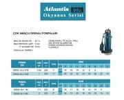 ATLANTİS DRNA 35-0.75M   1HP 220V  KESON KUYU ÇOK AMAÇLI DRENAJ DALGIÇ POMPA *Alüminyum Sargılı (Okyanus Serisi)