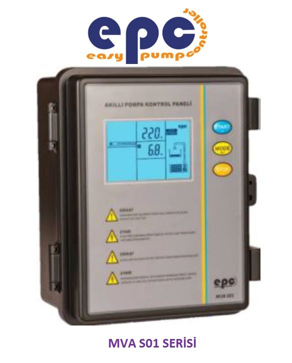 EPC MVA S01 SERİSİ - IP 65- 0,37-2,2 KW (0,5 HP-3 HP) MONOFAZE 220V-50 HZ TEK POMPALI PANO - AKILLI KONTROL ÜNİTESİ (Dalgıç pompa, hidrofor ve drenaj pompalarında kullanım.)