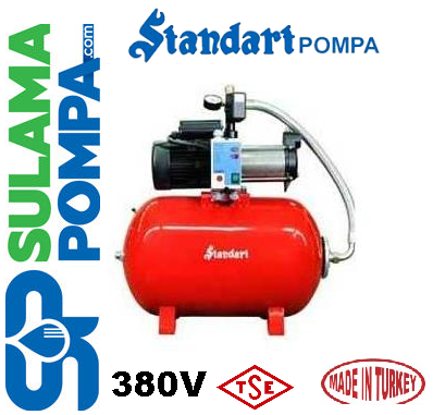 STANDART SBT 90/4 2.HP 380V 50 LT TANKLI YATIK TANKLI PAKET HİDROFOR