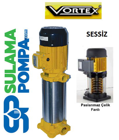 VORTEX VKP VD S/S 9-06 T 2.5 HP 380V DİK MİLLİ KOMPLE PASLANMAZ ÇELİK SESSİZ POMPA