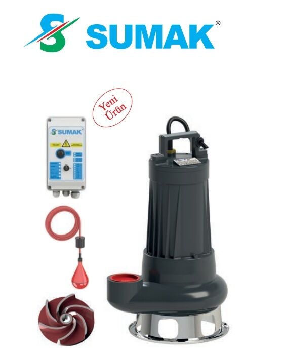 Sumak SDTV30/2.5  3Hp 380V  Vortex Çarklı Atık Su Dalgıç Pompa