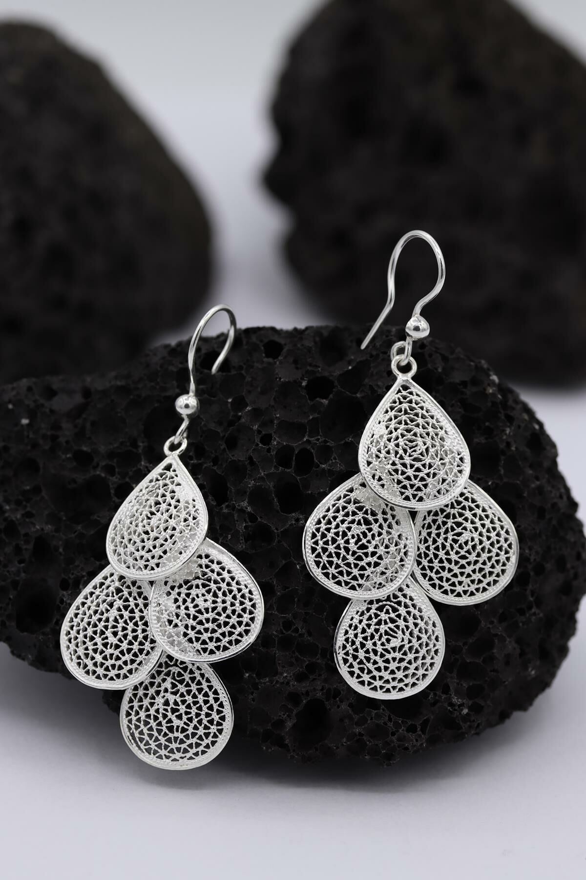 Sade Tasarımlı Damla Model Telkari Gümüş Küpe 175