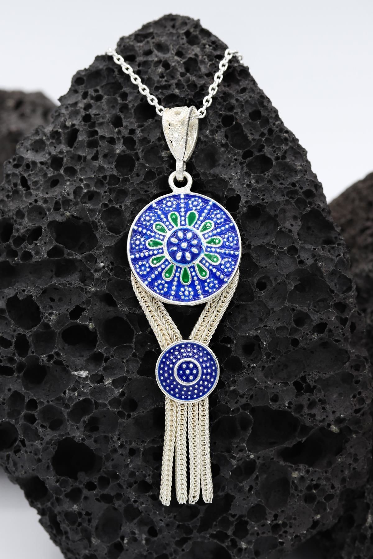 Mineli Mardin Hasırı Gümüş Kolye 009