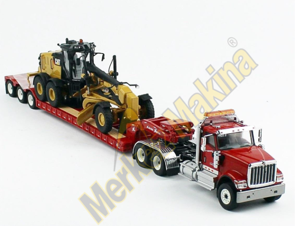 CAT 85598 1:50 International HX520 Kırmızı Çekici + XL 120 Dorse ve CAT 12M3 Greyder