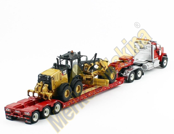 CAT 85598 1:50 International HX520 Kırmızı Çekici + XL 120 Dorse ve CAT 12M3 Greyder