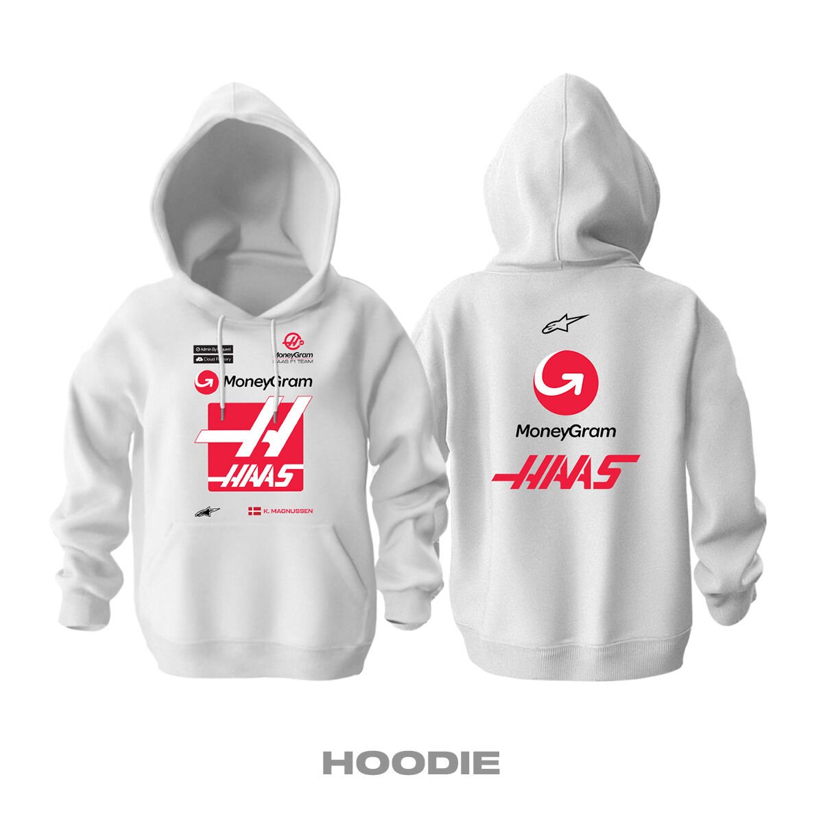 Haas F1 Team: White Edition 2023 Kapüşonlu Hoodie