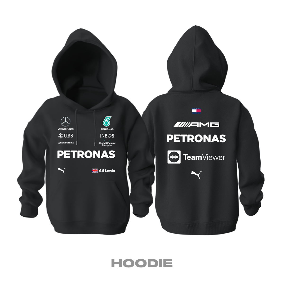 AMG Petronas F1 Team: Black Edition 2023 Kapüşonlu Hoodie