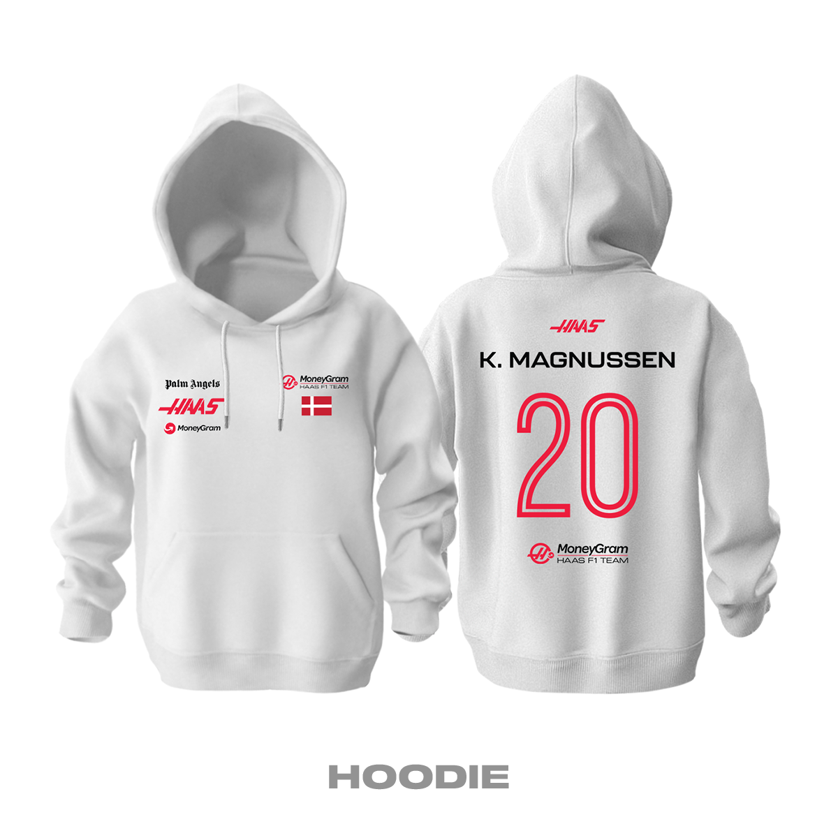 Haas F1 Team: White Crew Edition 2023 Kapüşonlu Hoodie