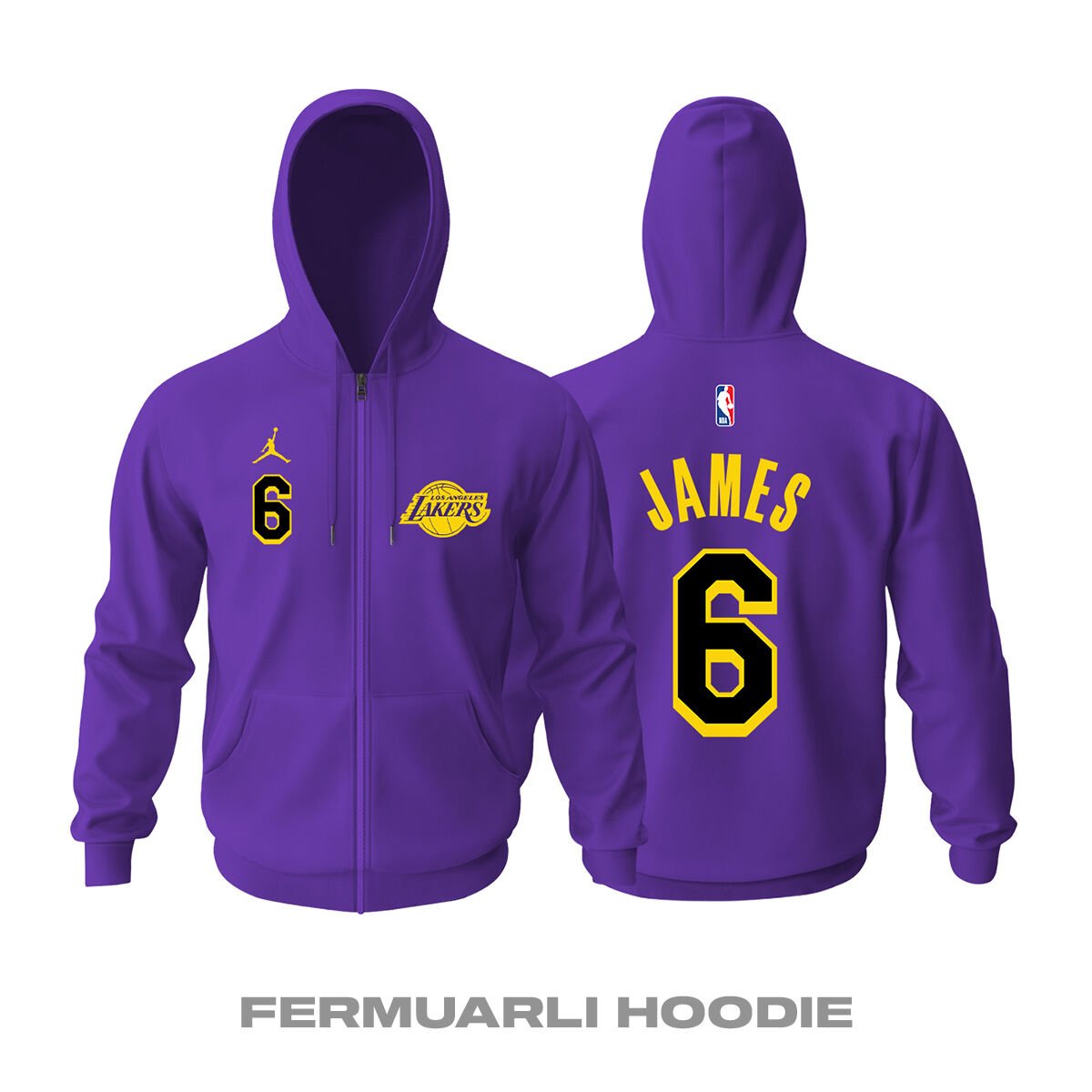 Los Angeles Lakers: Statement Edition 2022/2023 Fermuarlı Kapüşonlu Hoodie