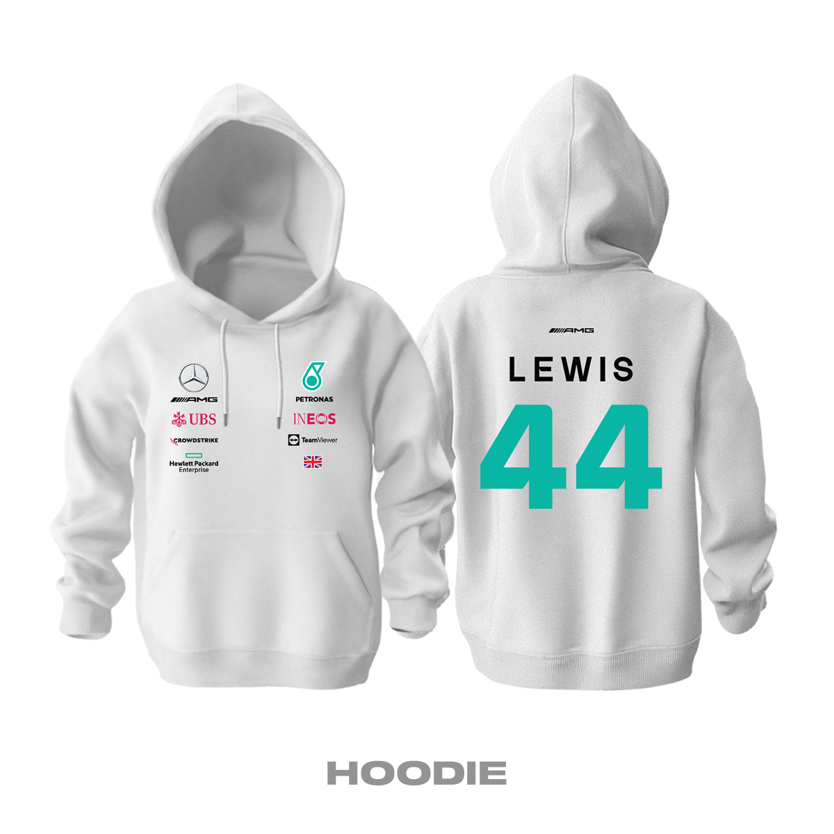 AMG Petronas F1 Team: White Crew Edition 2023 Kapüşonlu Hoodie